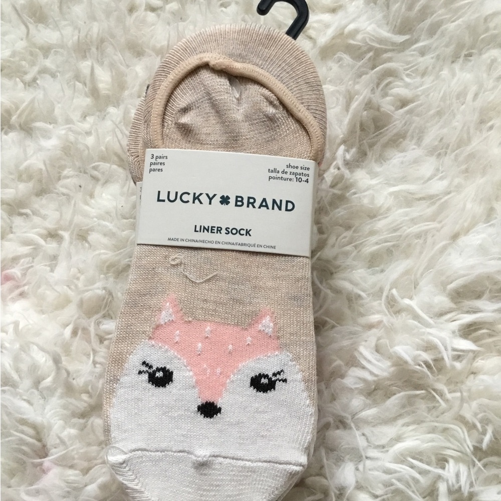 Lucky Brand Fox Liner Socks - Tan and White
